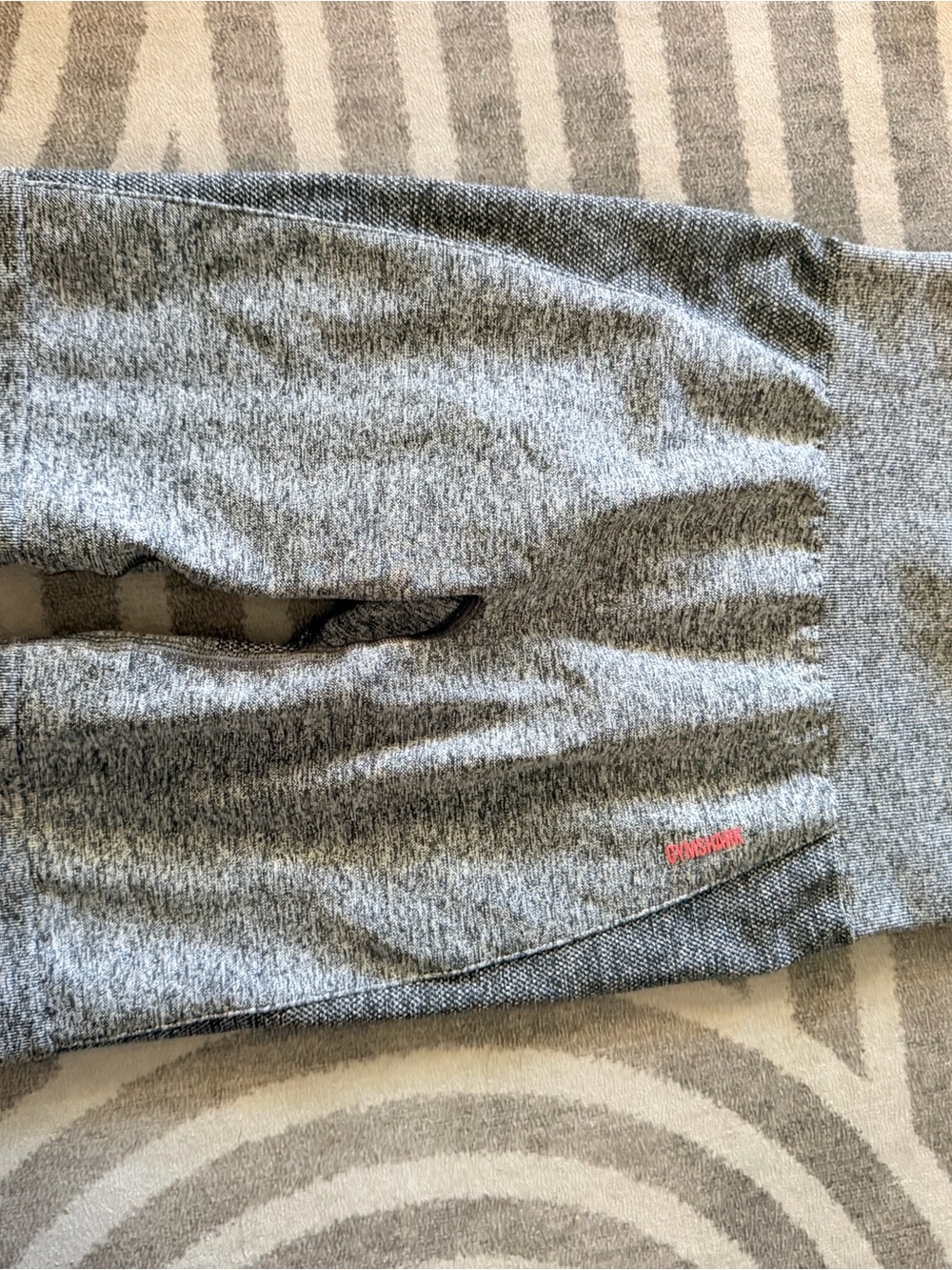 Gymshark Heather Gray Bike Shorts with Subtle Pink Logo